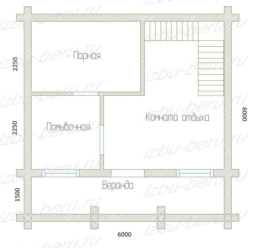План бани 6х6