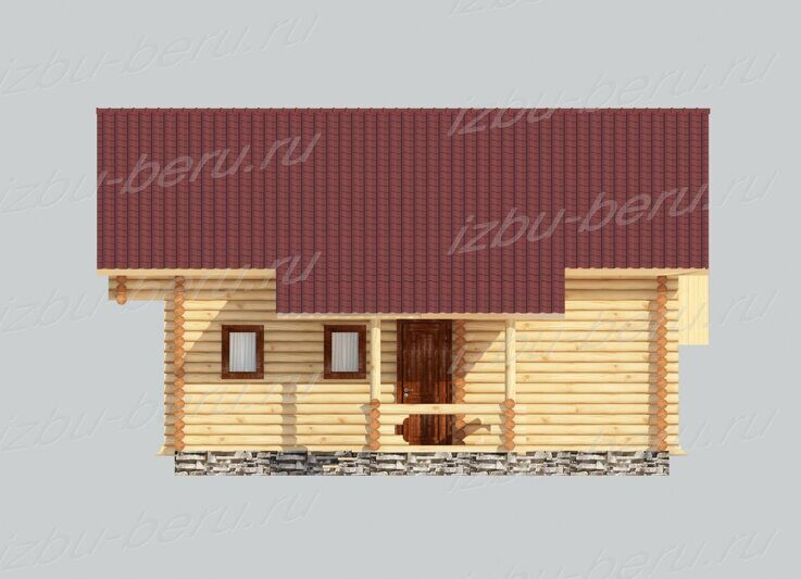 Проект дома из оцилиндрованного бревна в стиле шале, фасад d-48 (2)